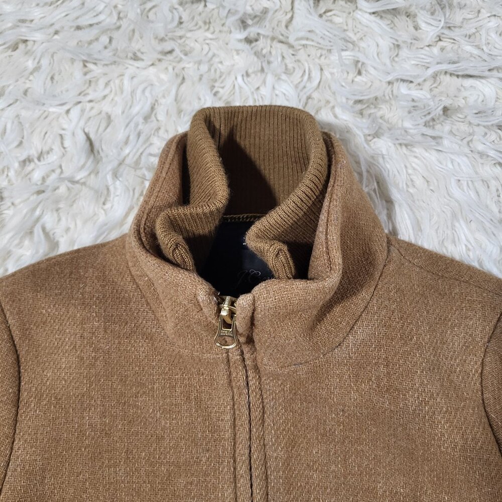 J.Crew Coat Womens 0 Lodge Italian Wool Camel Heather‎ Acorn Zip Up Coat #K0896 - Picture 5 of 16